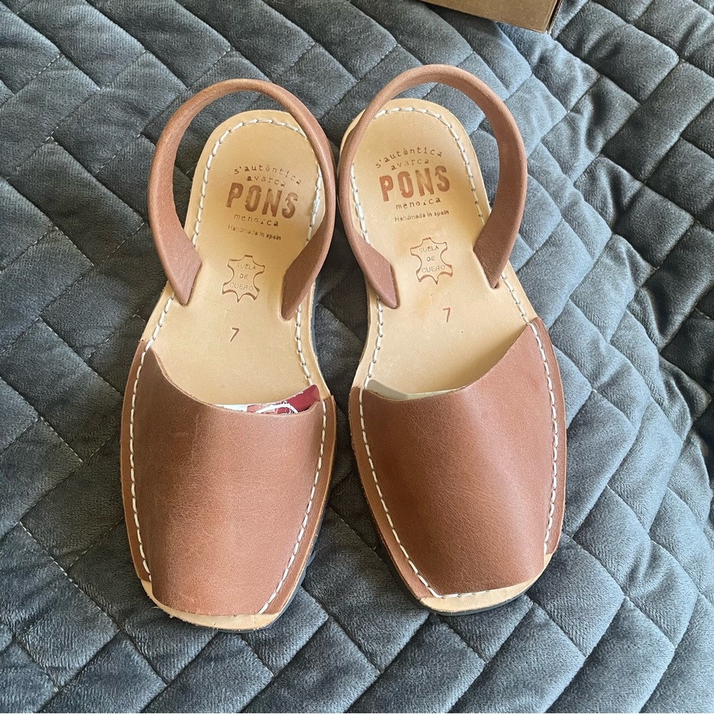 Pons Tan Leather Slingback Sandals